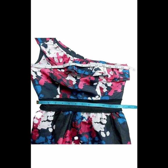 KENSIE Women’s Size 4 One Shoulder Floral Shift Dress Multi Color Pink Blue - Picture 3 of 6